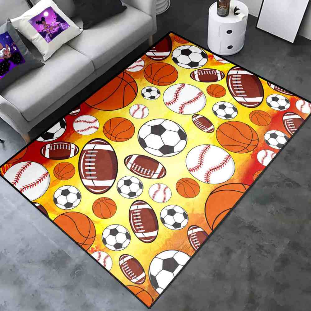 Multi Sports Ball Pattern Kids Playroom Area Rug | CozyLil
