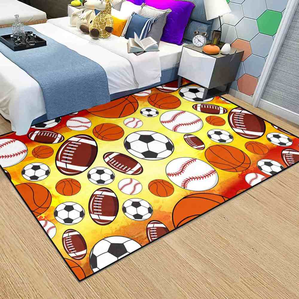 Multi Sports Ball Pattern Kids Playroom Area Rug | CozyLil