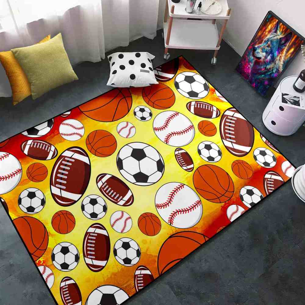 Multi Sports Ball Pattern Kids Playroom Area Rug | CozyLil