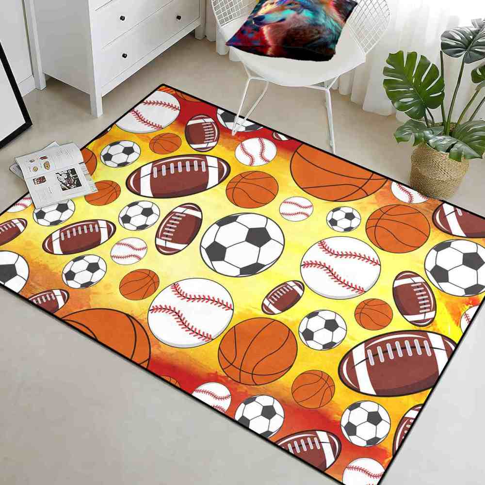 Multi Sports Ball Pattern Kids Playroom Area Rug | CozyLil