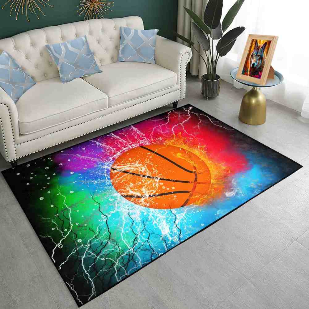 Epic Fire & Ice Basketball Boys Bedroom Area Rug | CozyLil