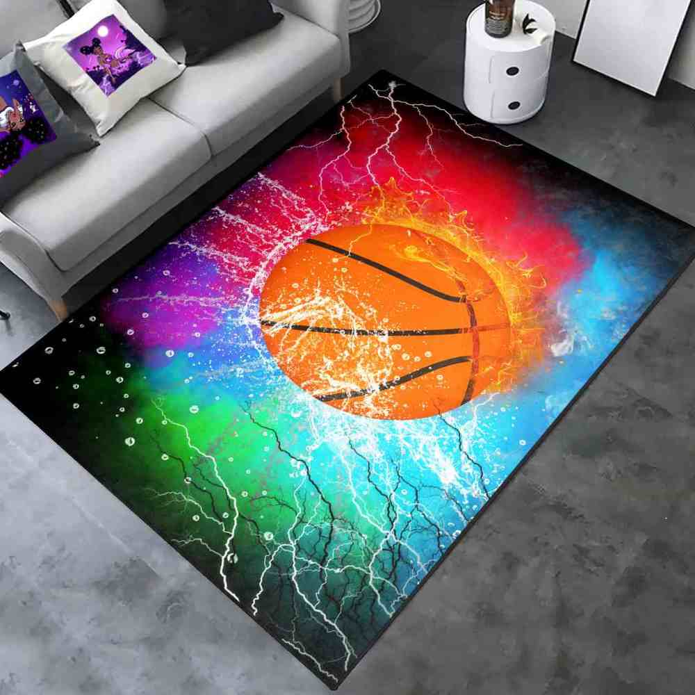 Epic Fire & Ice Basketball Boys Bedroom Area Rug | CozyLil