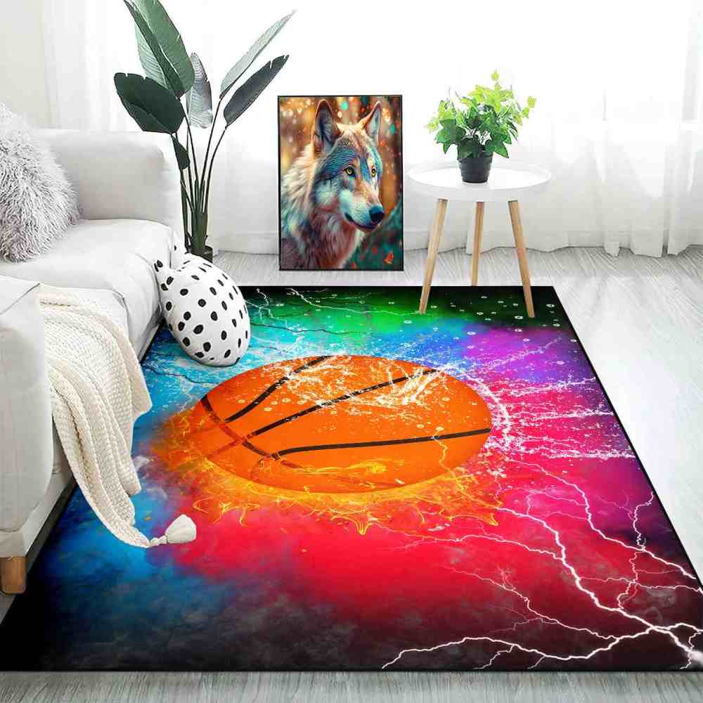 Epic Fire & Ice Basketball Boys Bedroom Area Rug | CozyLil