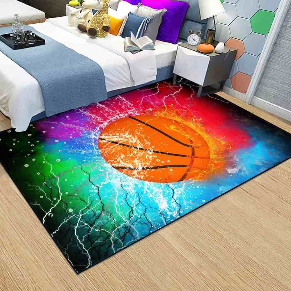 Epic Fire & Ice Basketball Boys Bedroom Area Rug | CozyLil