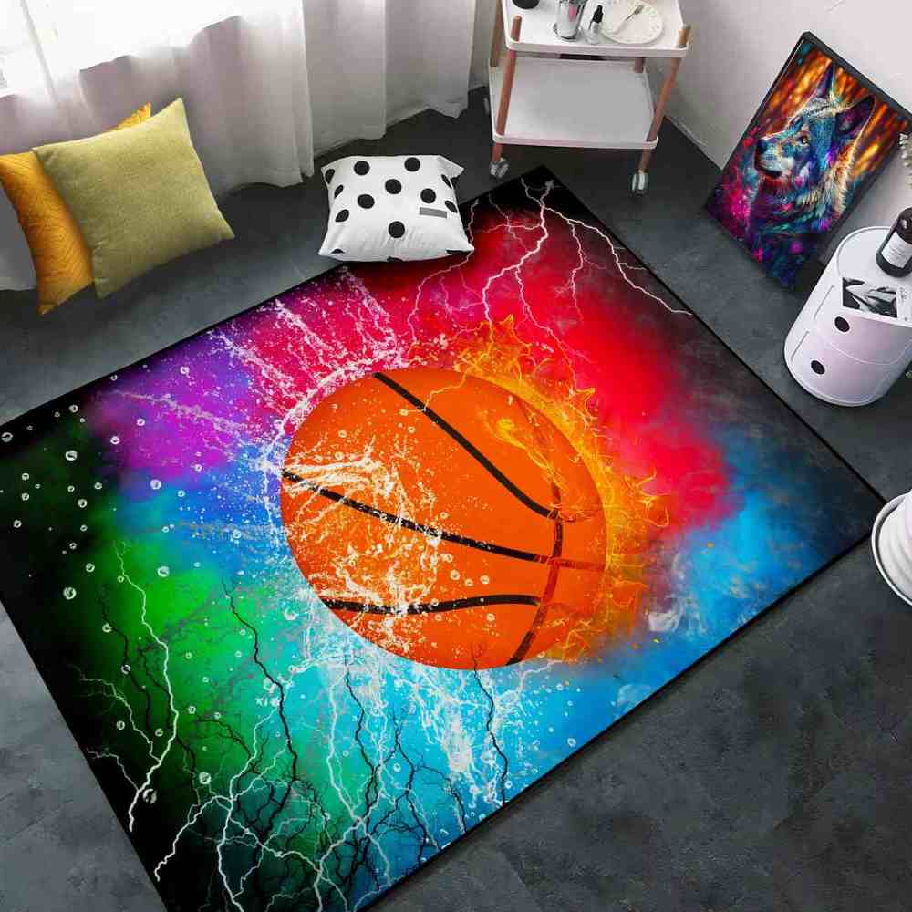 Epic Fire & Ice Basketball Boys Bedroom Area Rug | CozyLil
