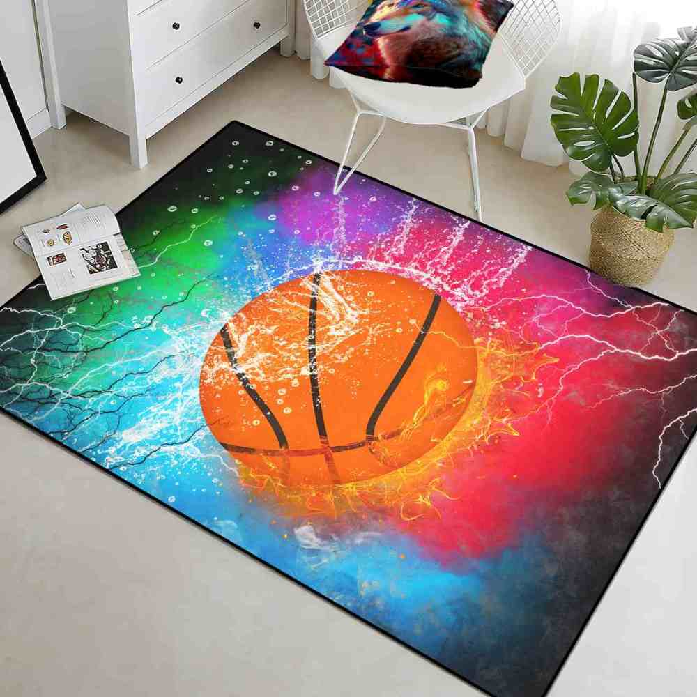Epic Fire & Ice Basketball Boys Bedroom Area Rug | CozyLil