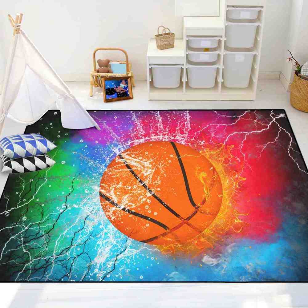 Epic Fire & Ice Basketball Boys Bedroom Area Rug | CozyLil