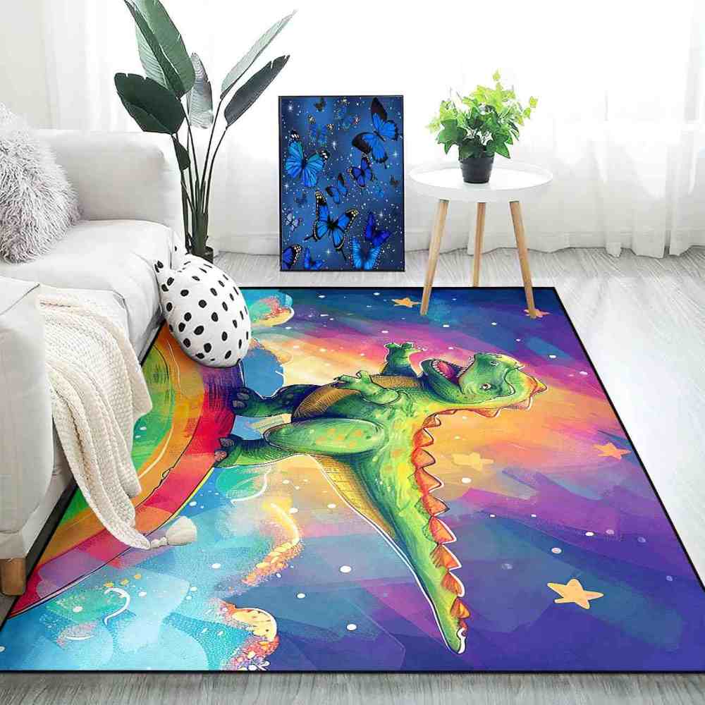 Prehistoric Galaxy Dinosaur Boys Bedroom Area Rug | CozyLil