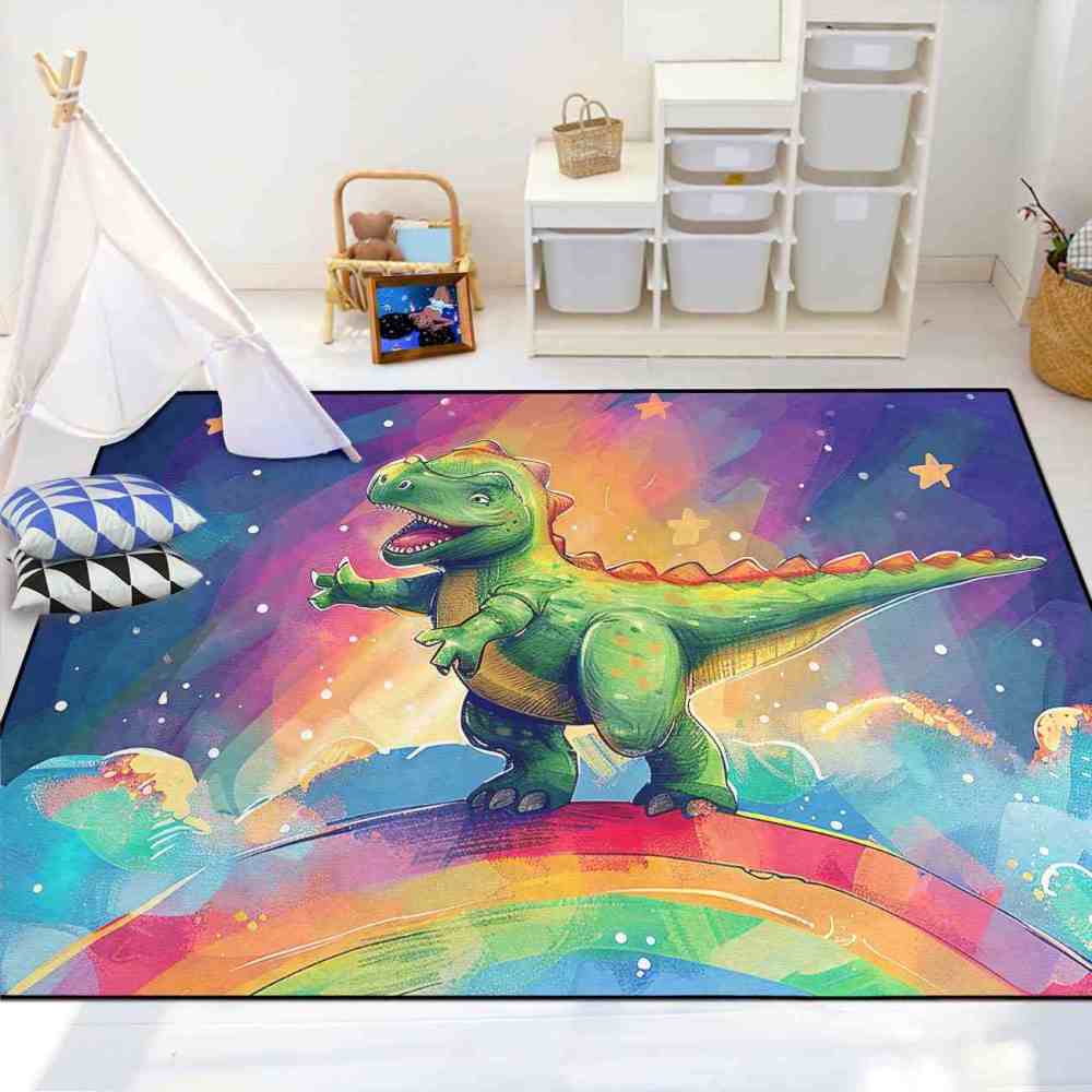 Prehistoric Galaxy Dinosaur Boys Bedroom Area Rug | CozyLil
