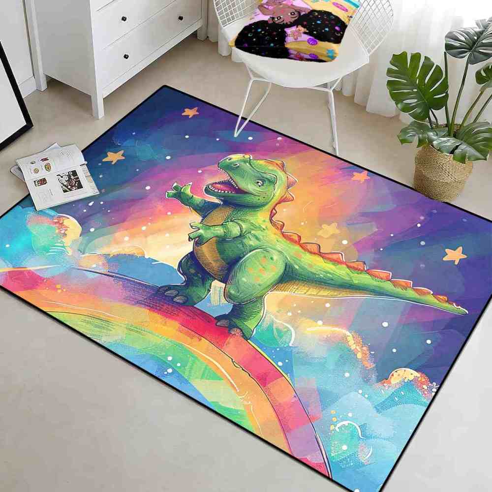 Prehistoric Galaxy Dinosaur Boys Bedroom Area Rug | CozyLil