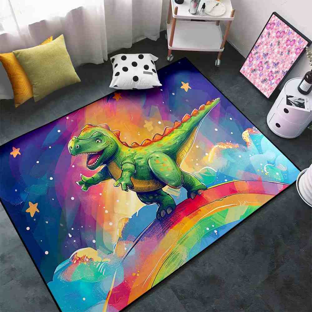 Prehistoric Galaxy Dinosaur Boys Bedroom Area Rug | CozyLil