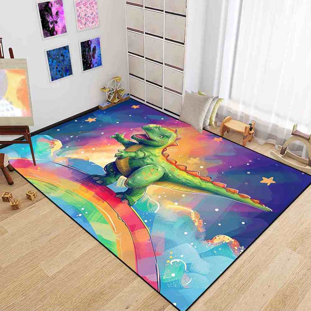 Prehistoric Galaxy Dinosaur Boys Bedroom Area Rug | CozyLil