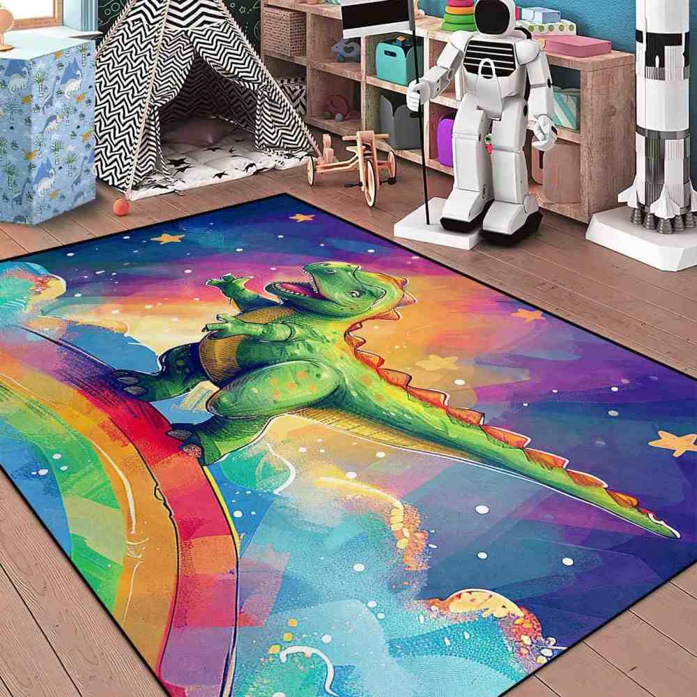 Prehistoric Galaxy Dinosaur Boys Bedroom Area Rug | CozyLil