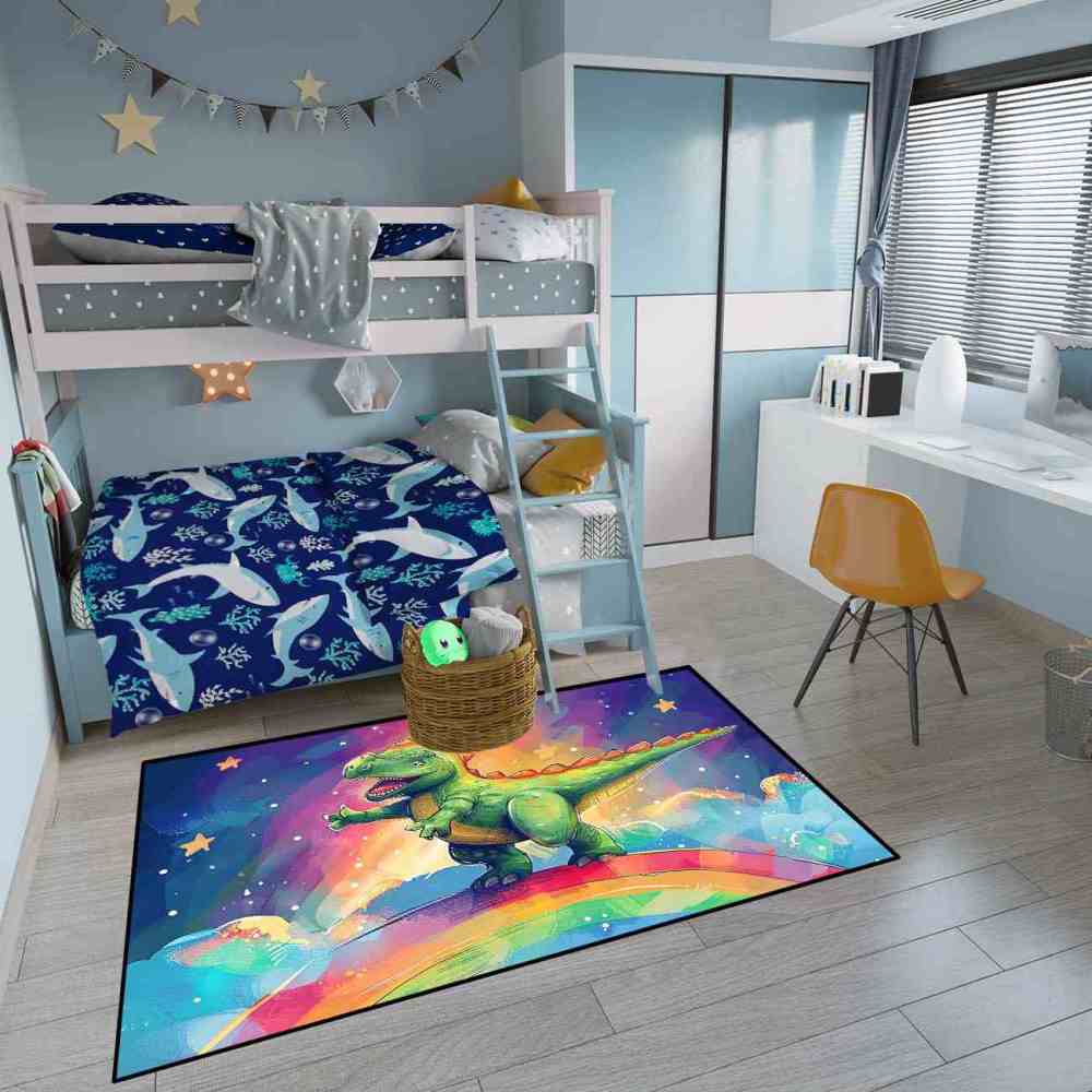 Prehistoric Galaxy Dinosaur Boys Bedroom Area Rug | CozyLil