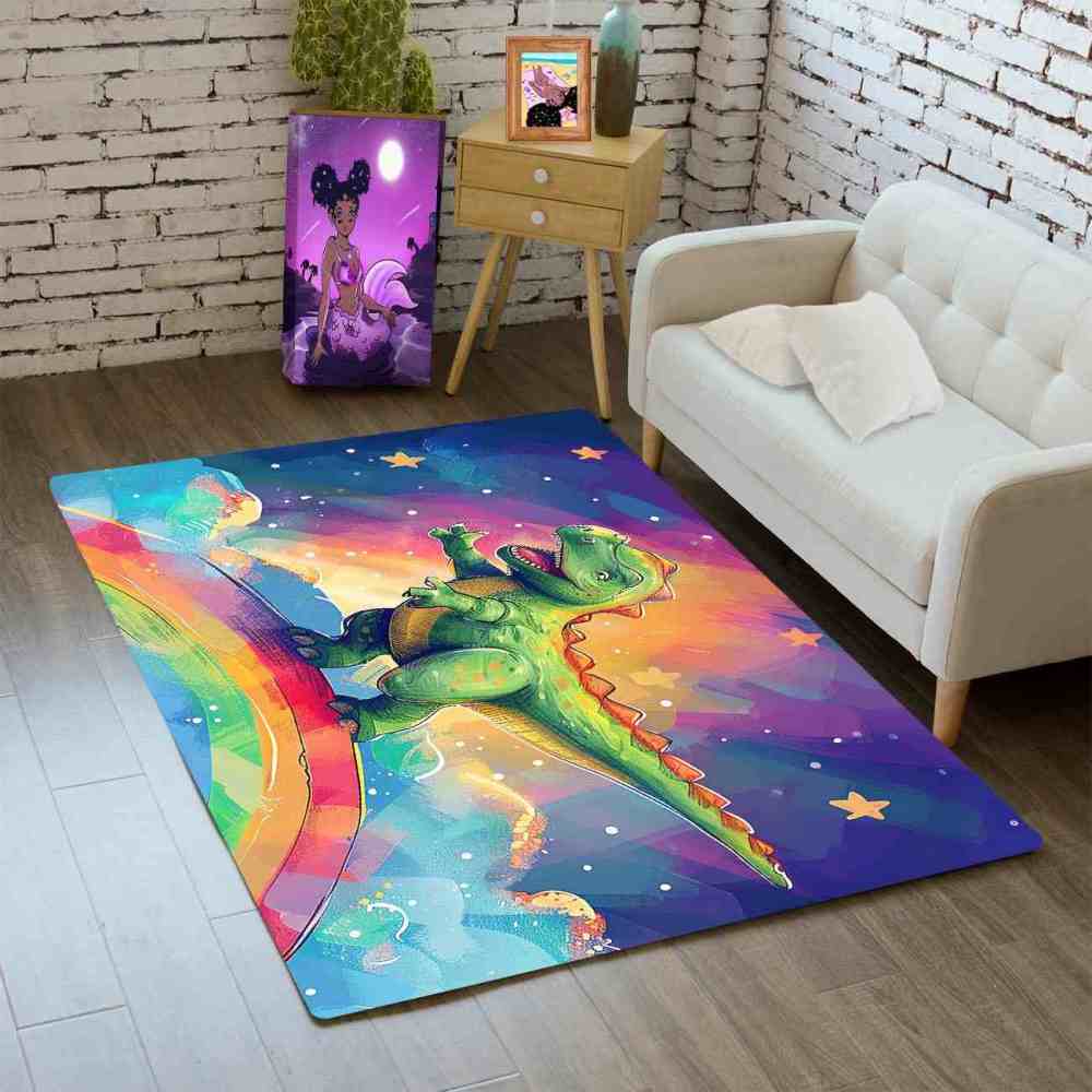 Prehistoric Galaxy Dinosaur Boys Bedroom Area Rug | CozyLil