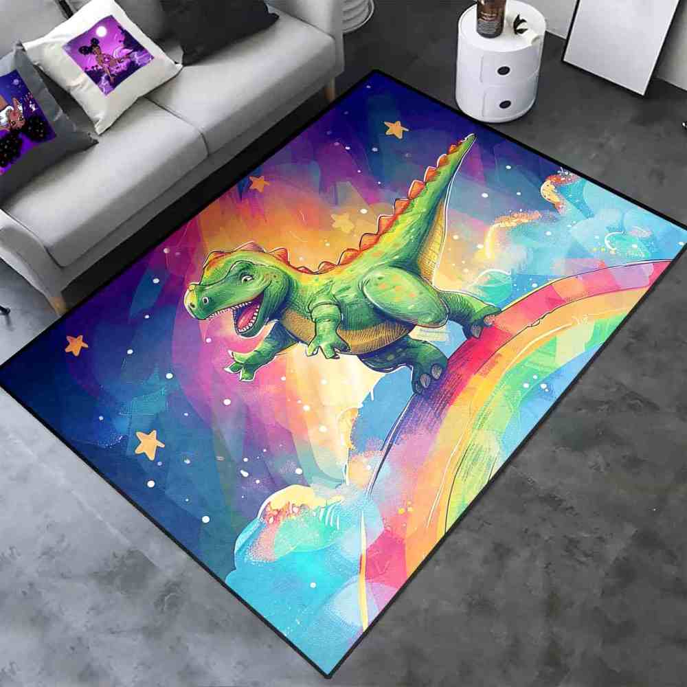 Prehistoric Galaxy Dinosaur Boys Bedroom Area Rug | CozyLil