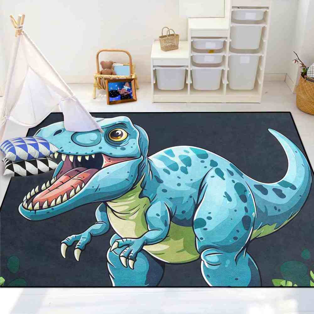 Roaring Blue Dinosaur Kids Room Area Rug | CozyLil