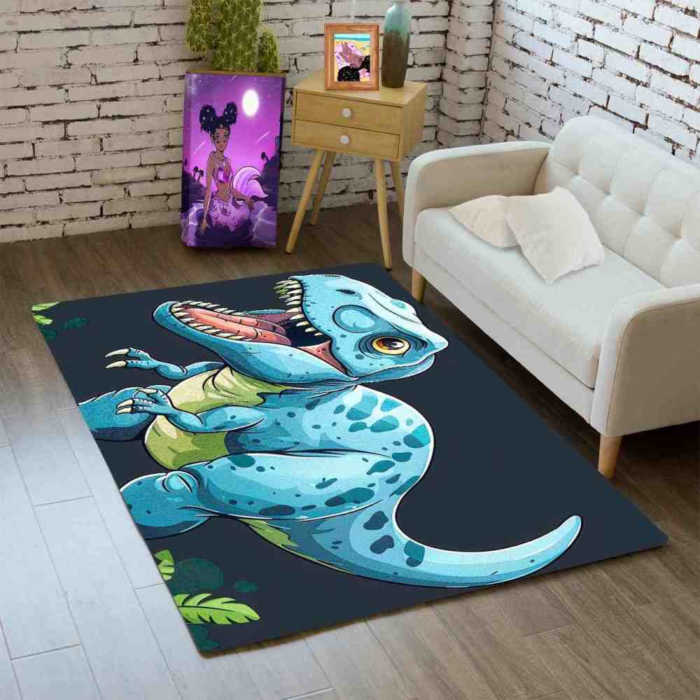Roaring Blue Dinosaur Kids Room Area Rug | CozyLil