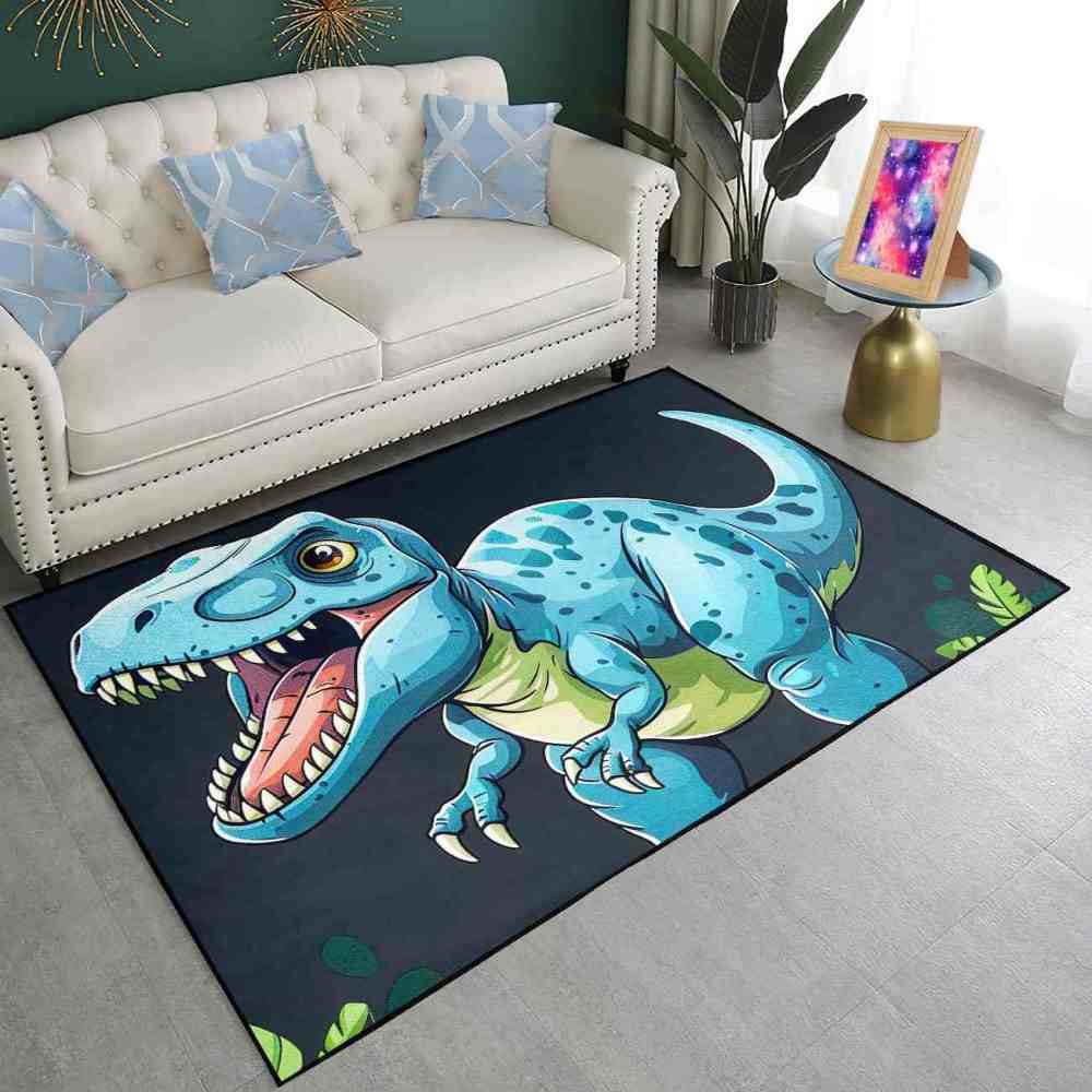 Roaring Blue Dinosaur Kids Room Area Rug | CozyLil