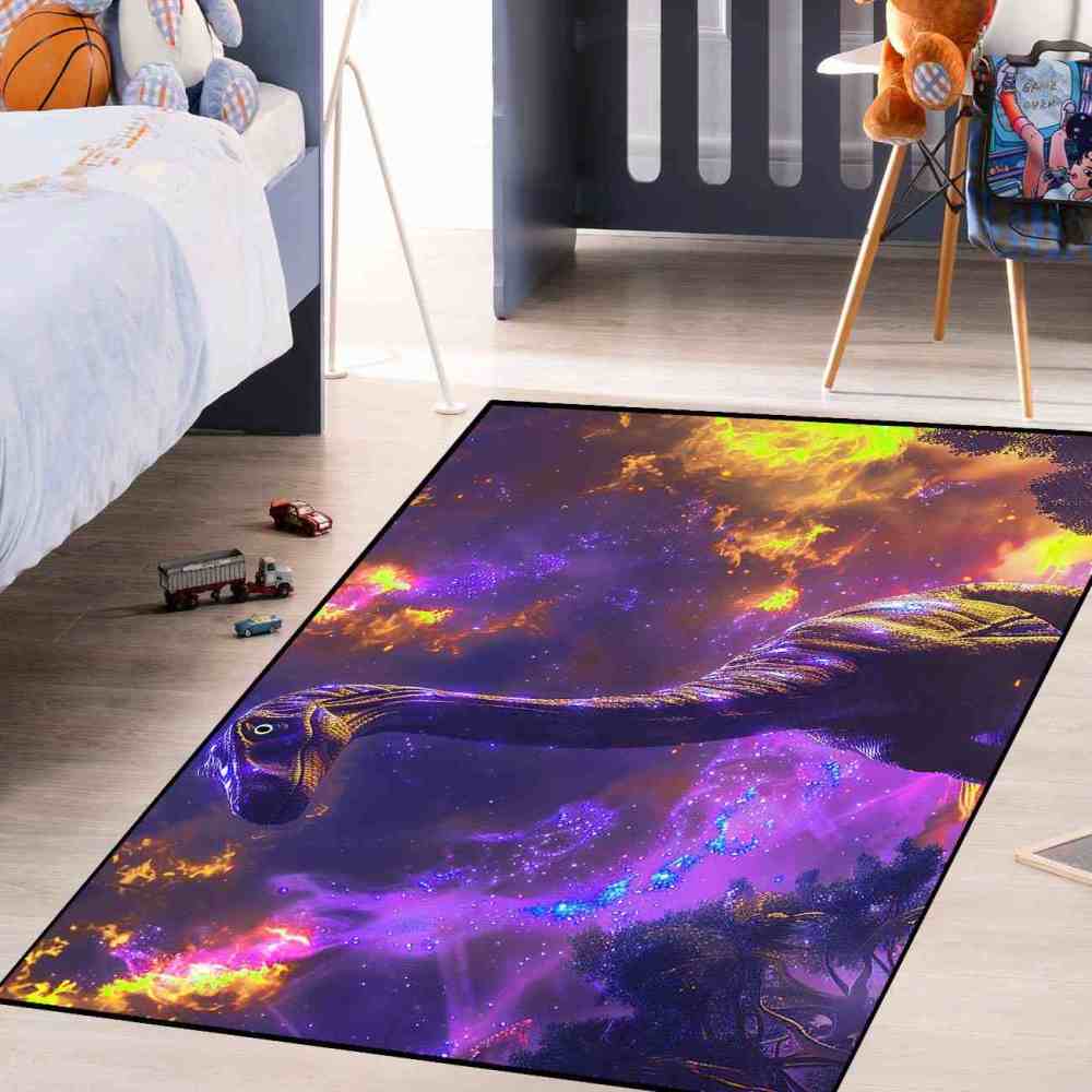 Purple Nebula Brachiosaurus Kids Playroom Mat | CozyLil