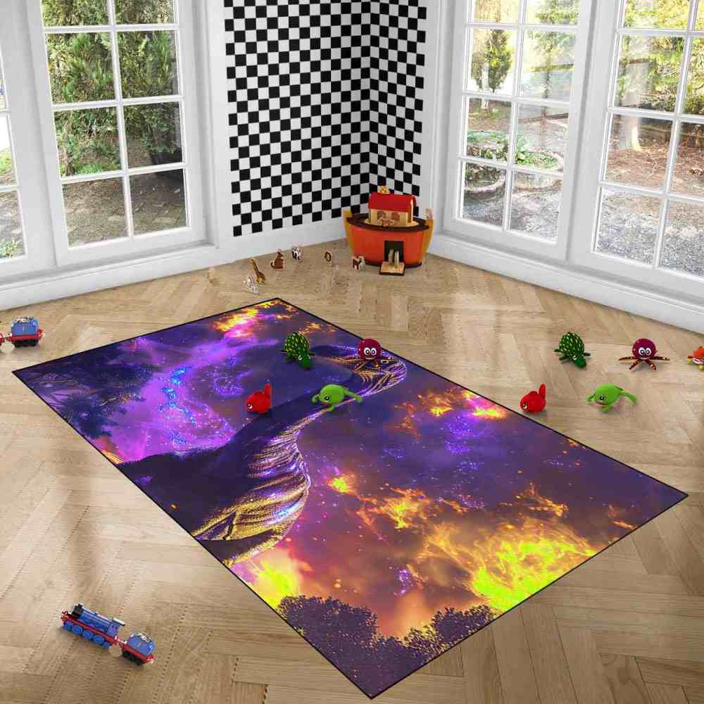 Purple Nebula Brachiosaurus Kids Playroom Mat | CozyLil