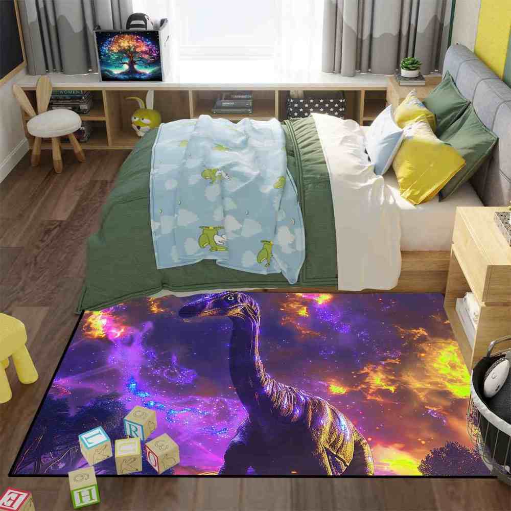 Purple Nebula Brachiosaurus Kids Playroom Mat | CozyLil