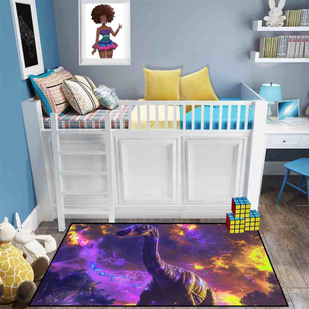 Purple Nebula Brachiosaurus Kids Playroom Mat | CozyLil