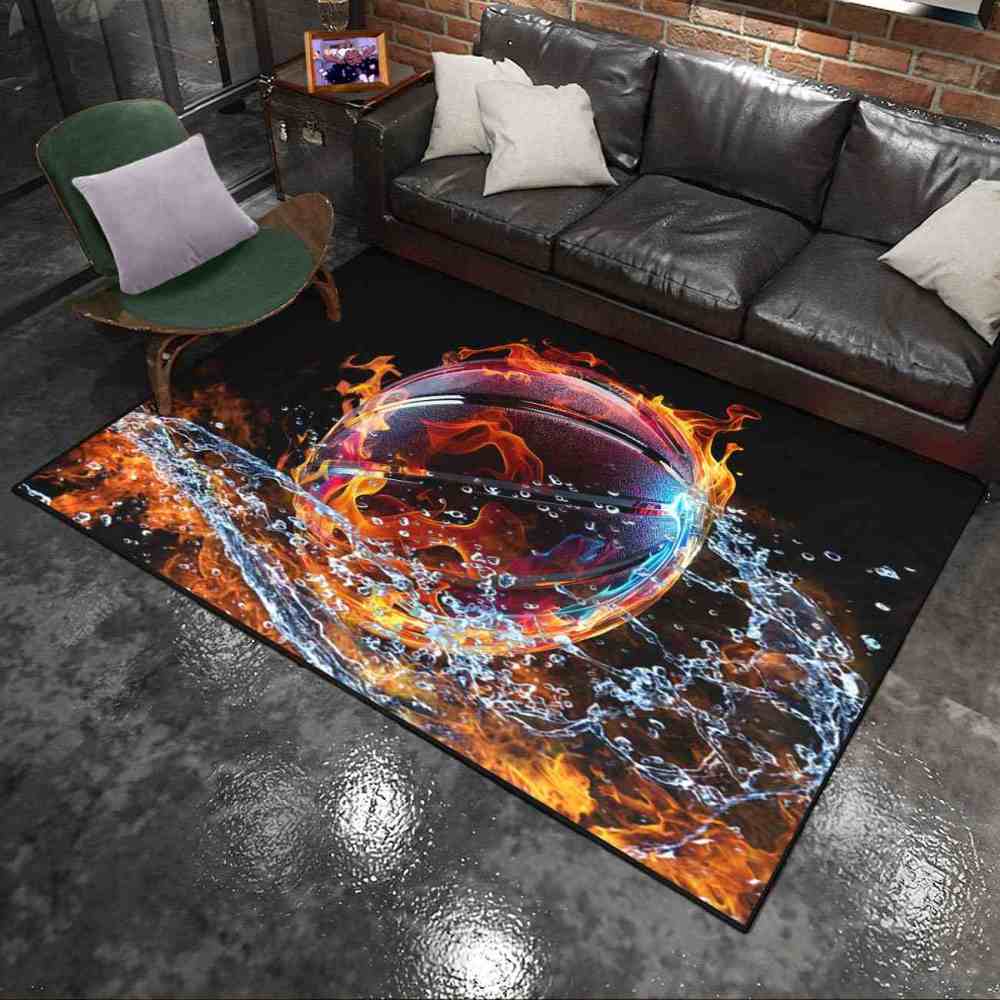 Spiral Water Fire Basketball Kids Playroom Area Rug | CozyLil