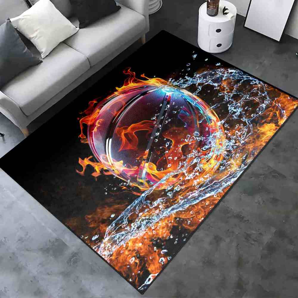 Spiral Water Fire Basketball Kids Playroom Area Rug | CozyLil