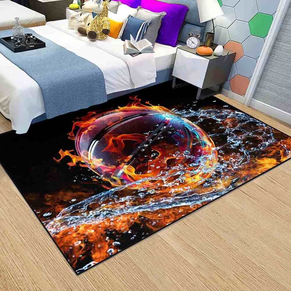 Spiral Water Fire Basketball Kids Playroom Area Rug | CozyLil