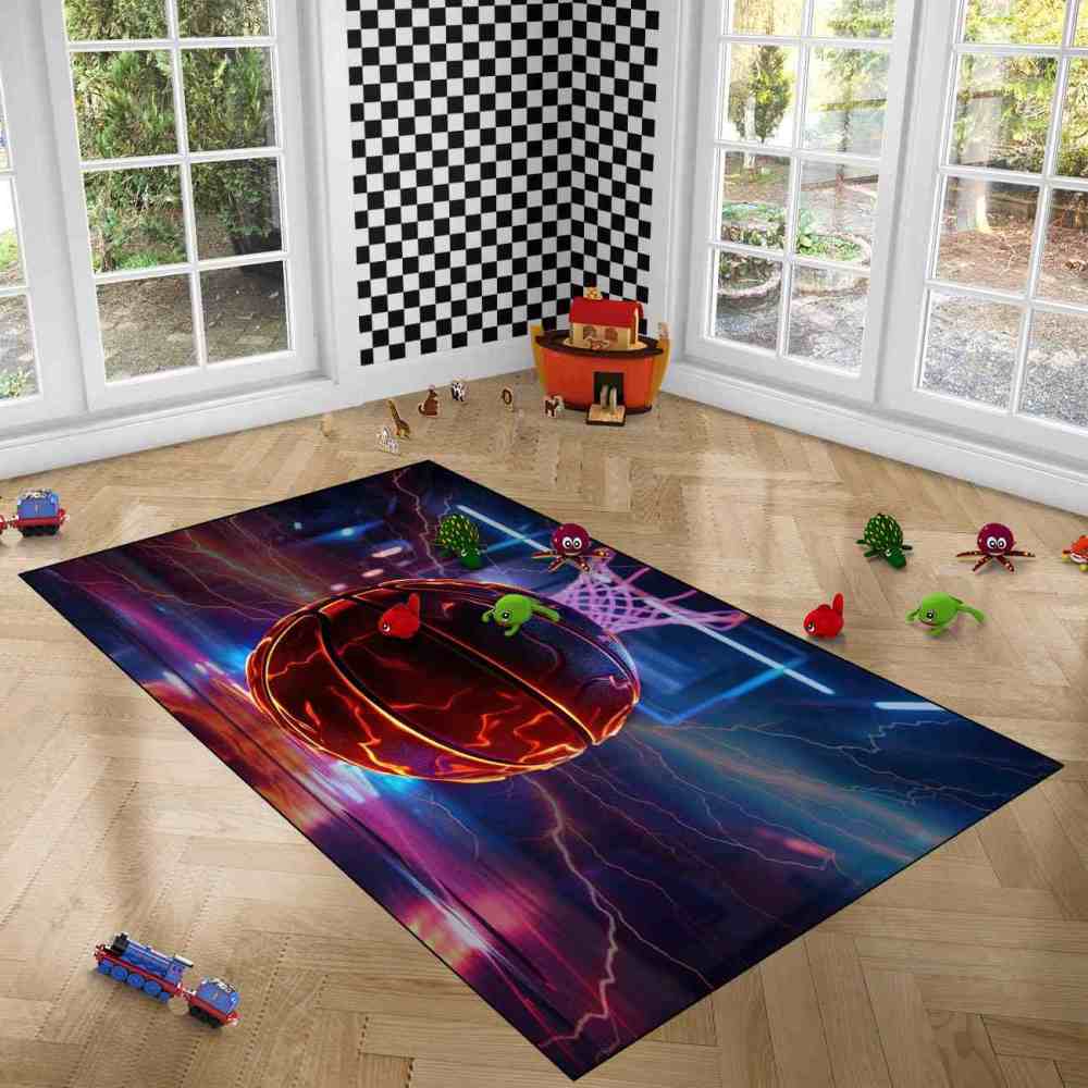 Electric Crackle Basketball Court Boys Area Rug | CozyLil
