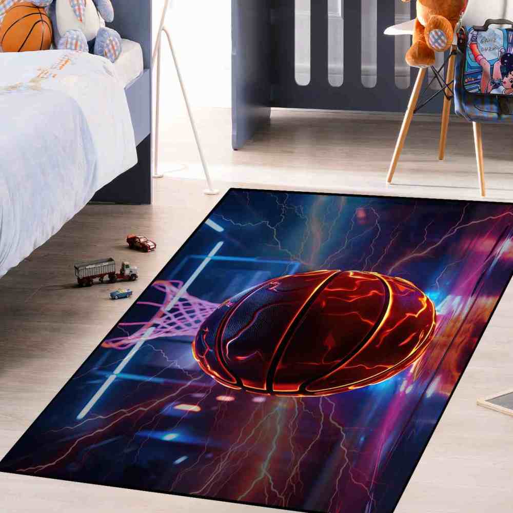 Electric Crackle Basketball Court Boys Area Rug | CozyLil