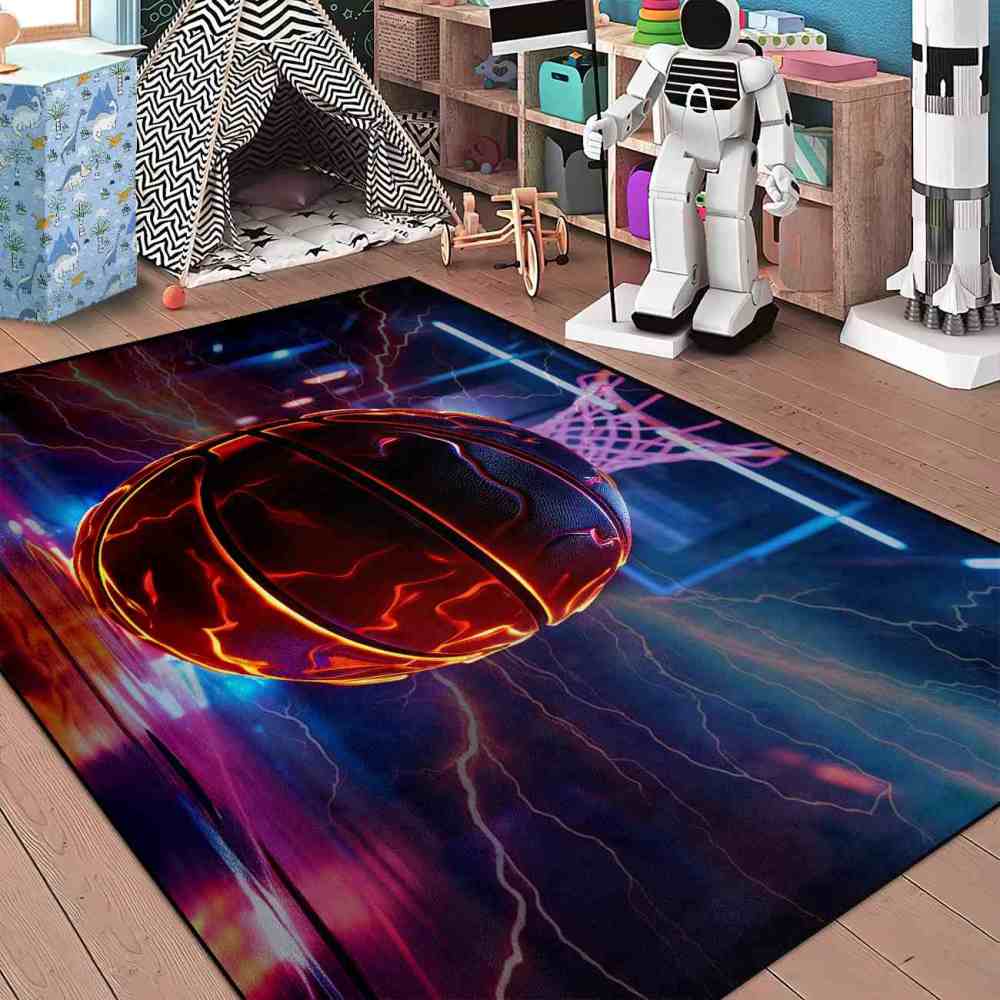 Electric Crackle Basketball Court Boys Area Rug | CozyLil
