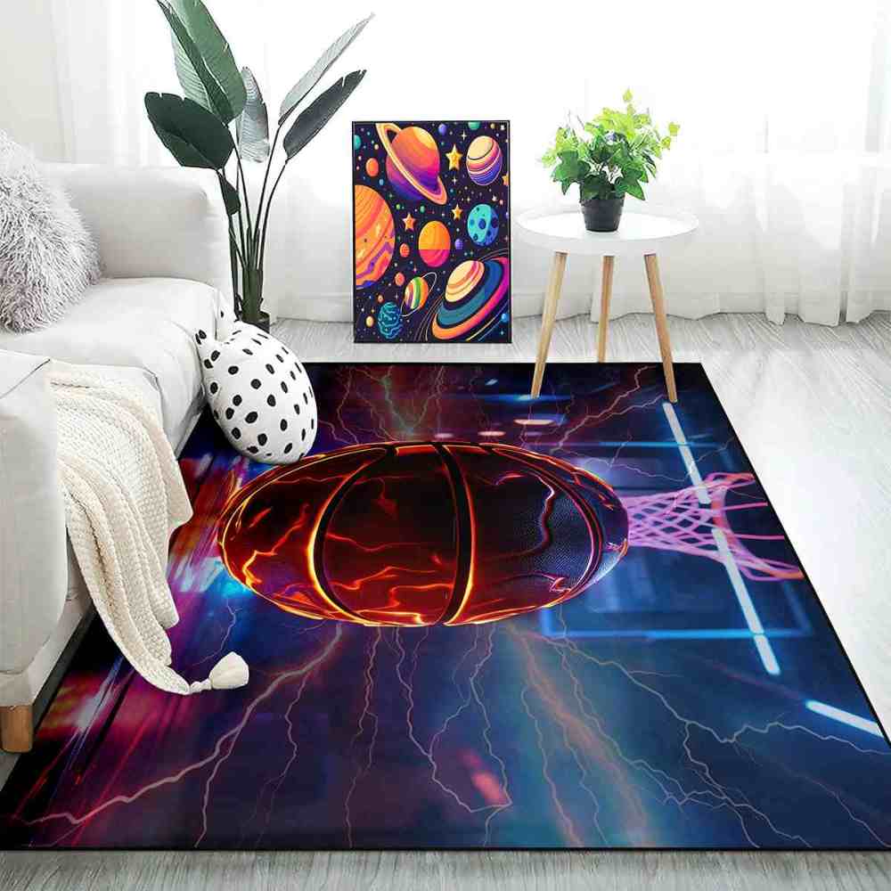 Electric Crackle Basketball Court Boys Area Rug | CozyLil