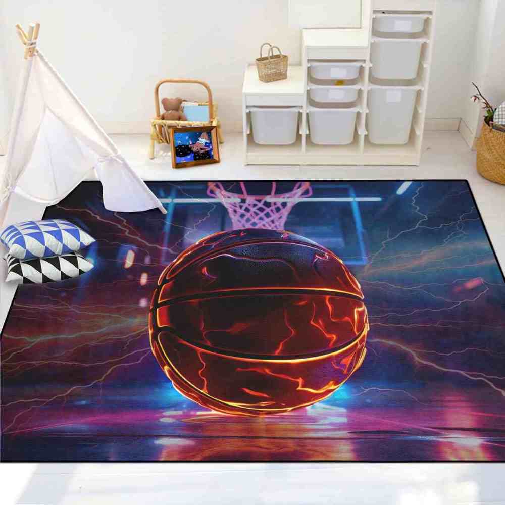 Electric Crackle Basketball Court Boys Area Rug | CozyLil