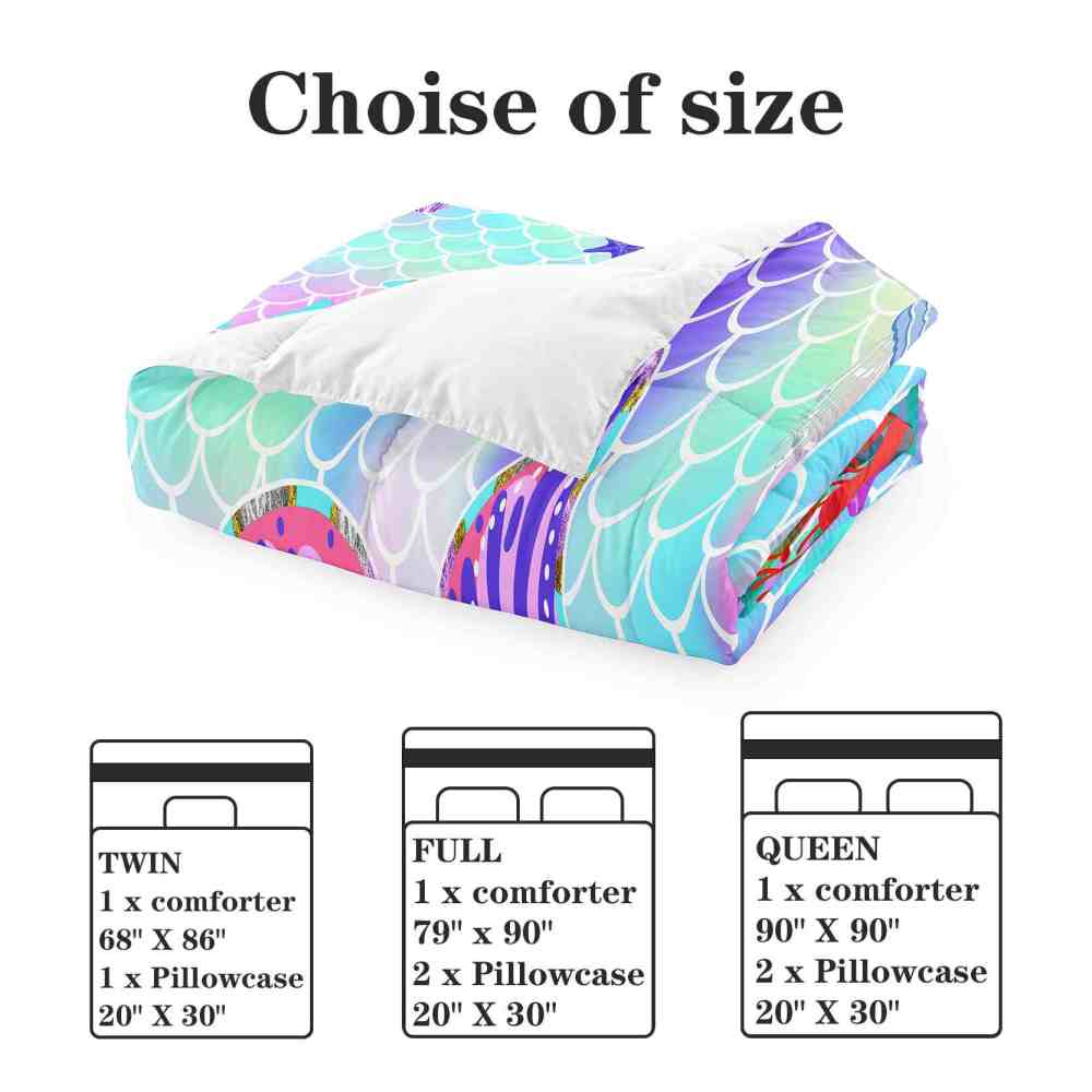 Sparkling Scale Mermaid Tail Comforter Set for Girls | CozyLil