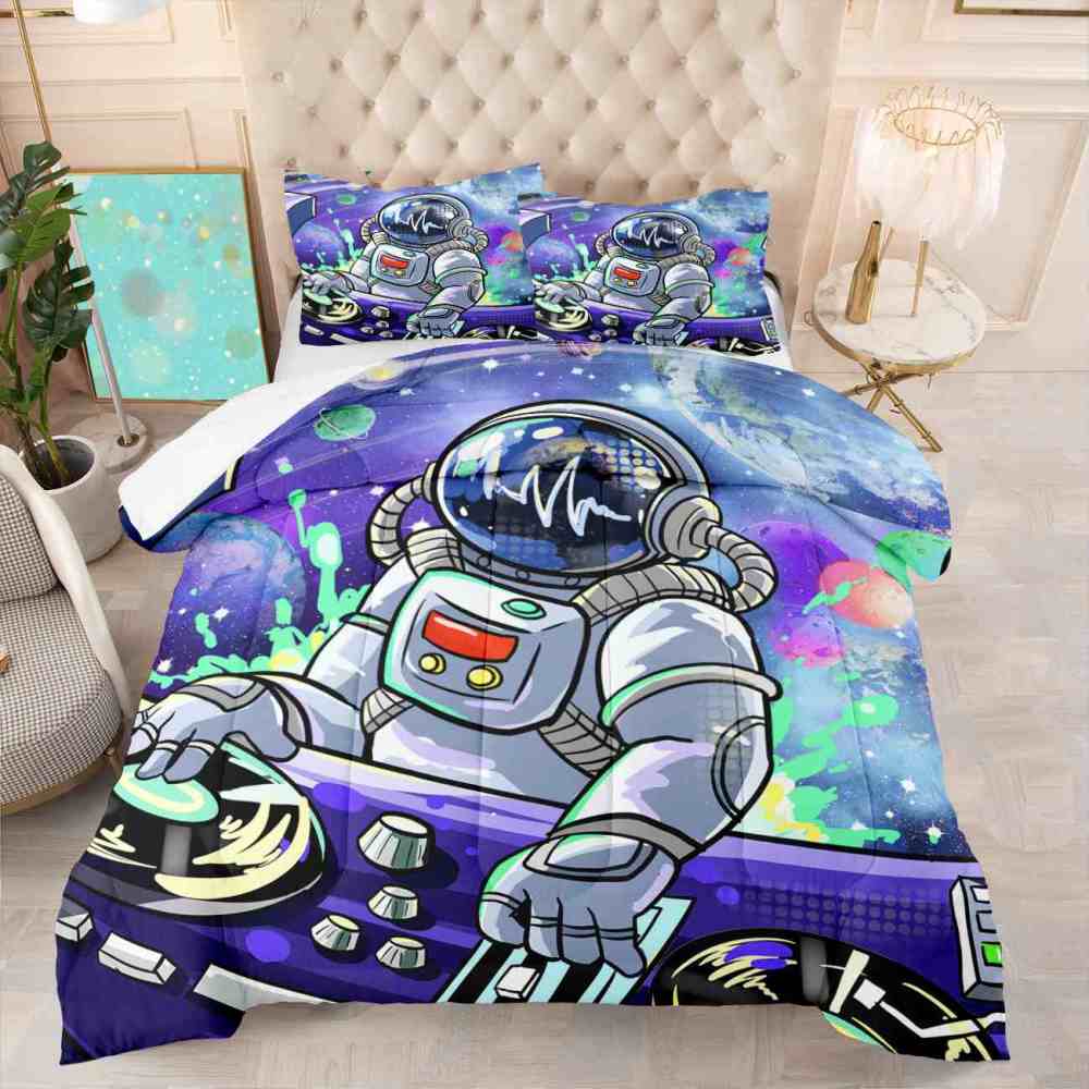 DJ Astronaut Galaxy Space Exploration Comforter Set for Boys | CozyLil