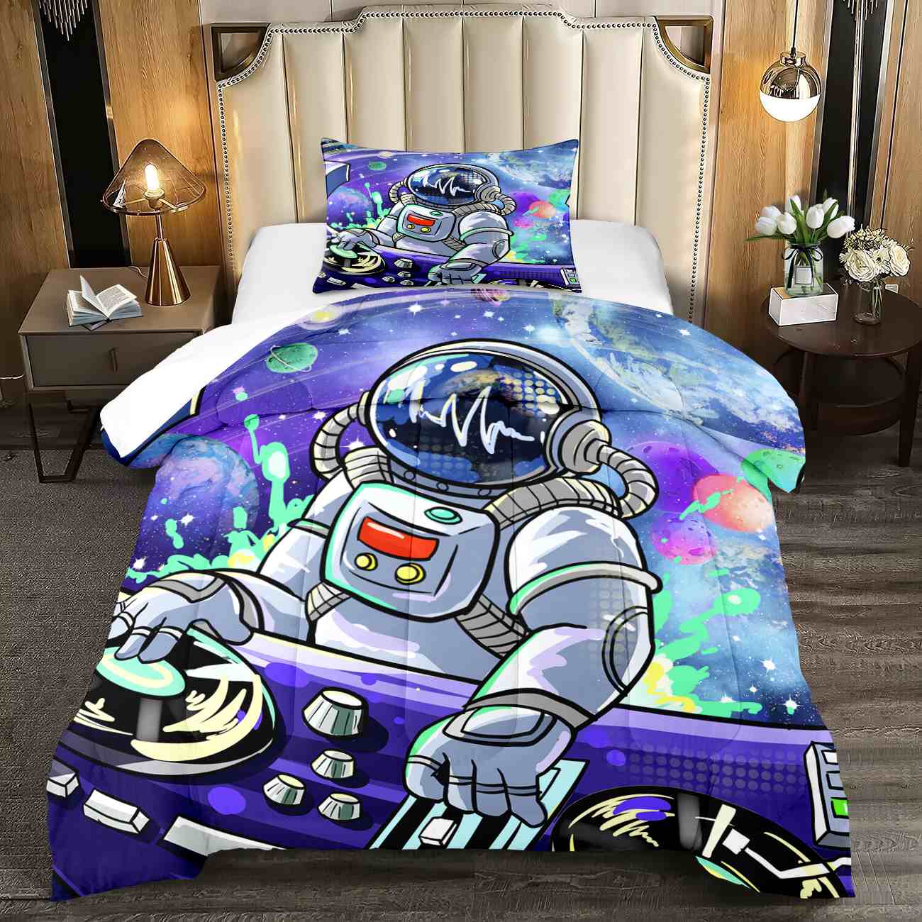 DJ Astronaut Galaxy Space Exploration Comforter Set for Boys | CozyLil