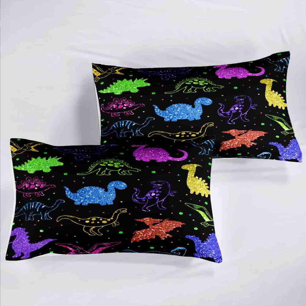Colorful Glitter Dinosaur Comforter Set for Boys Bedroom Decor | CozyLil