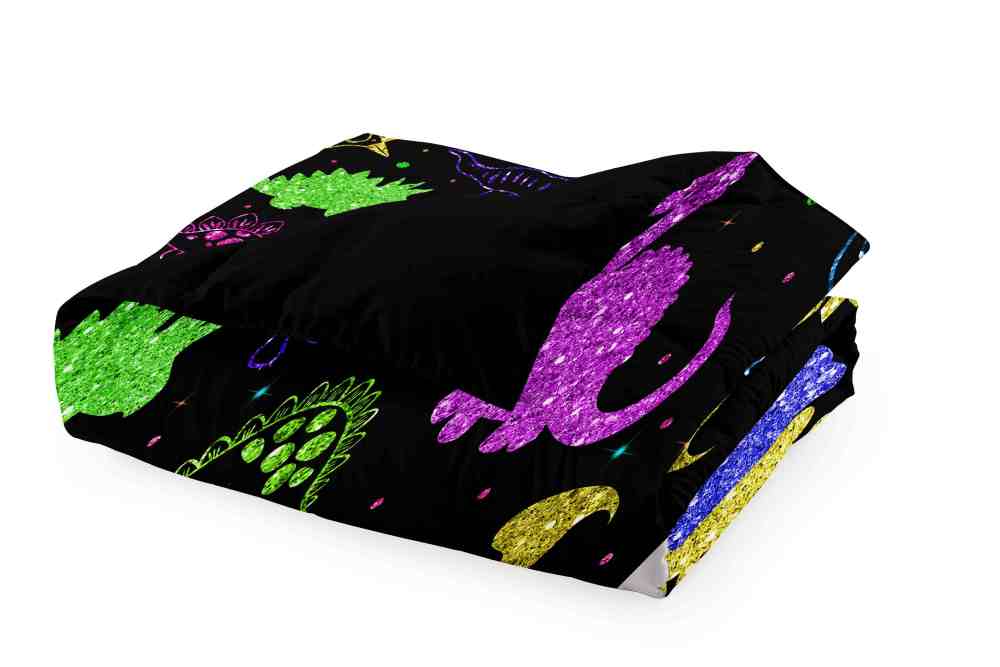 Colorful Glitter Dinosaur Comforter Set for Boys Bedroom Decor | CozyLil