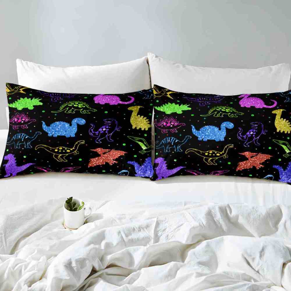 Colorful Glitter Dinosaur Comforter Set for Boys Bedroom Decor | CozyLil