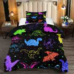 Colorful Glitter Dinosaur Comforter Set for Boys Bedroom Decor | CozyLil