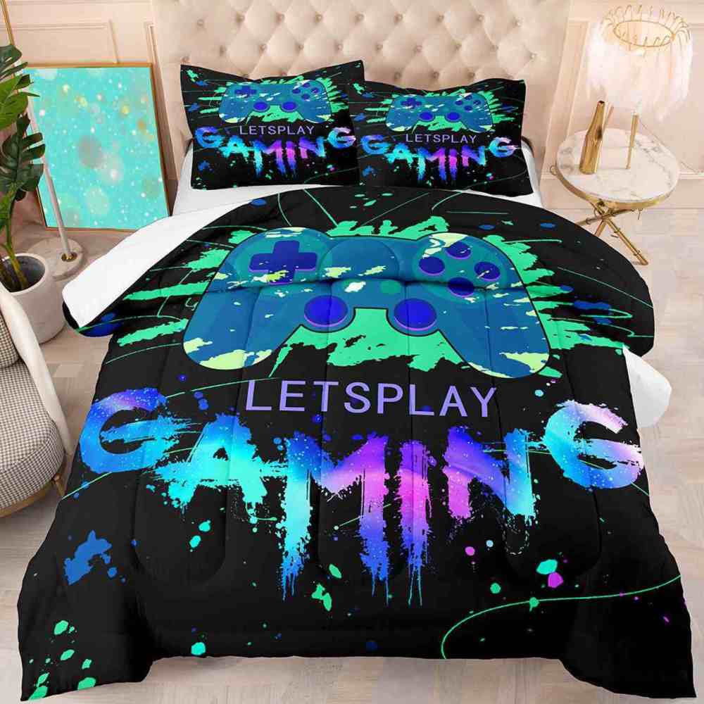 Neon Graffiti Gaming Comforter Set for Boys Bedroom | CozyLil