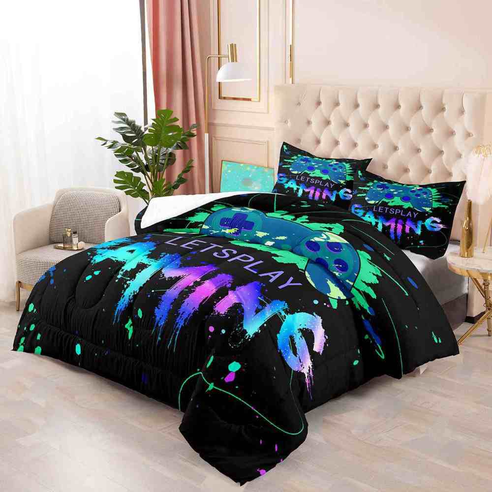 Neon Graffiti Gaming Comforter Set for Boys Bedroom | CozyLil