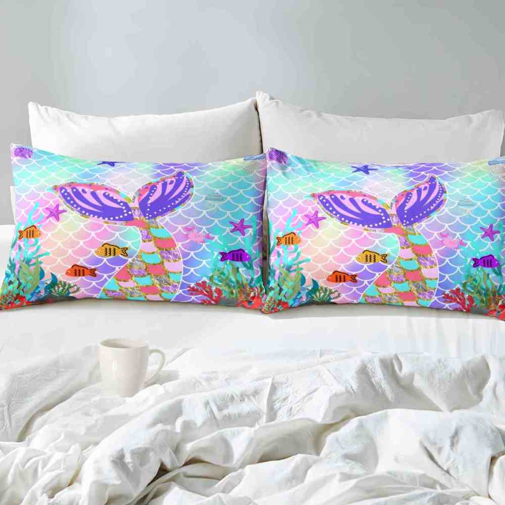 Sparkling Scale Mermaid Tail Comforter Set for Girls | CozyLil