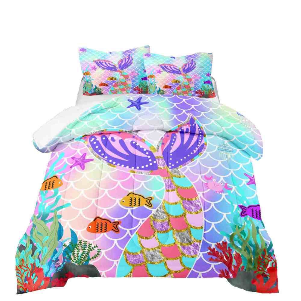 Sparkling Scale Mermaid Tail Comforter Set for Girls | CozyLil