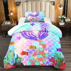 Sparkling Scale Mermaid Tail Comforter Set for Girls | CozyLil