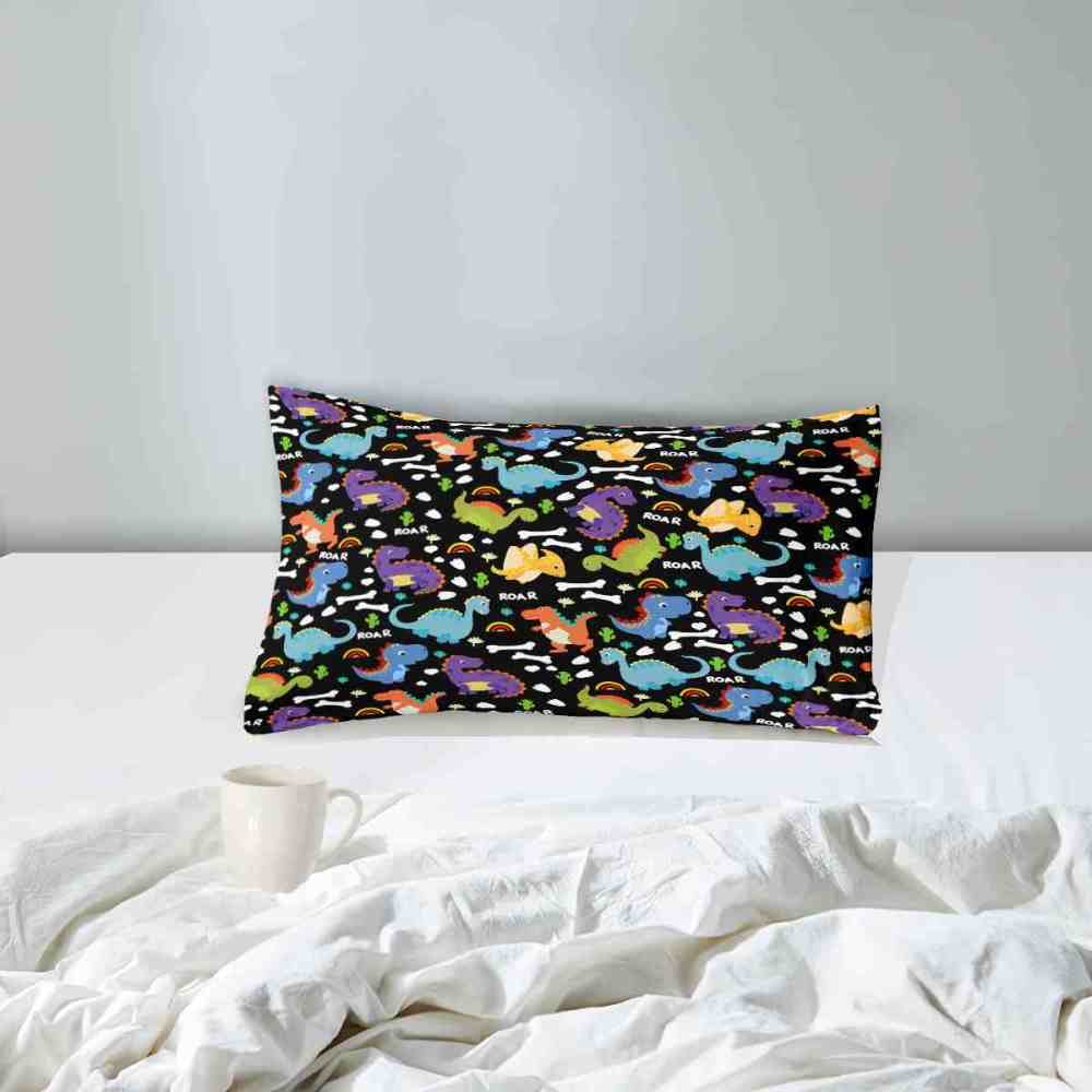 Cartoon Dino Roar Comforter Set with Bone & Rainbow Patterns | CozyLil