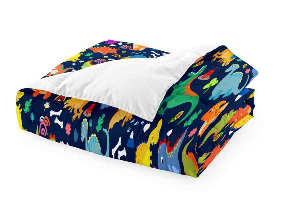 Volcano Adventure Dinosaur Comforter Set with Pterodactyls | CozyLil