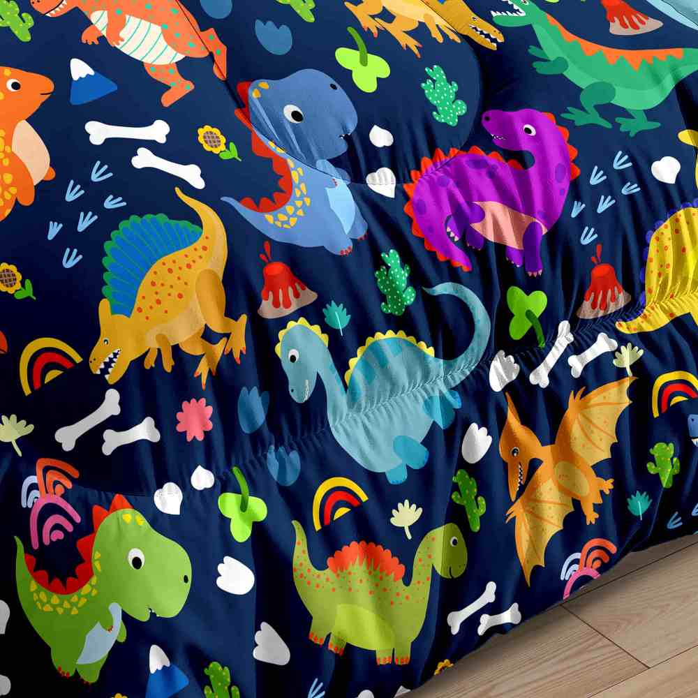Volcano Adventure Dinosaur Comforter Set with Pterodactyls | CozyLil